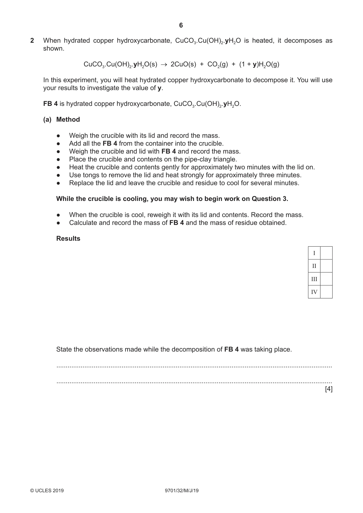 Cambridge A Level Chemistry 9701 2019 May/June Paper 3 · Variant 2 question paper, page 6 of 12