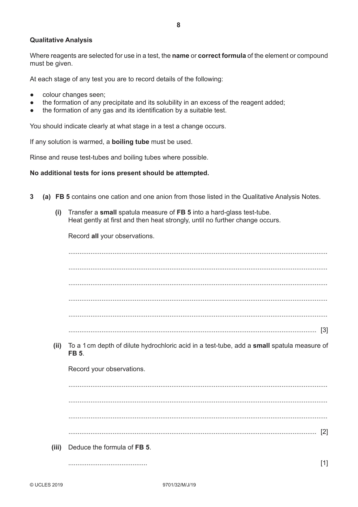 Cambridge A Level Chemistry 9701 2019 May/June Paper 3 · Variant 2 question paper, page 8 of 12