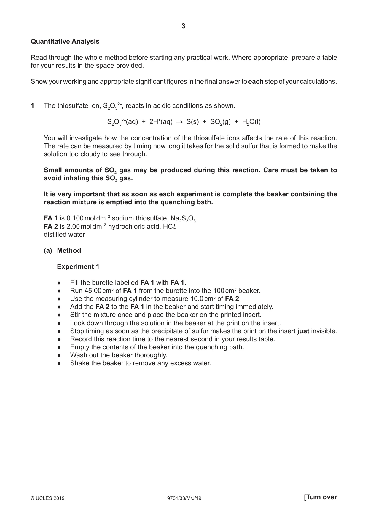 Cambridge A Level Chemistry 9701 2019 May/June Paper 3 · Variant 3 question paper, page 3 of 16