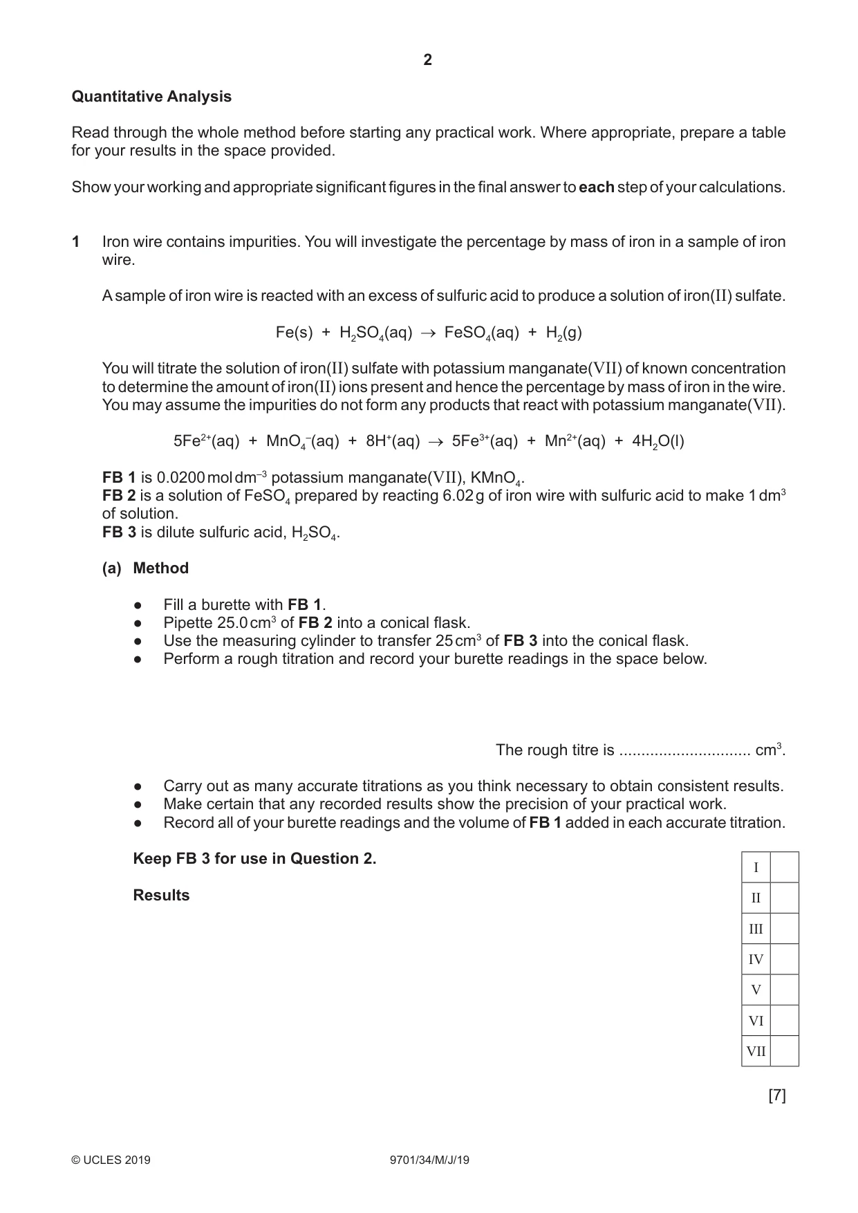 Cambridge A Level Chemistry 9701 2019 May/June Paper 3 · Variant 4 question paper, page 2 of 12