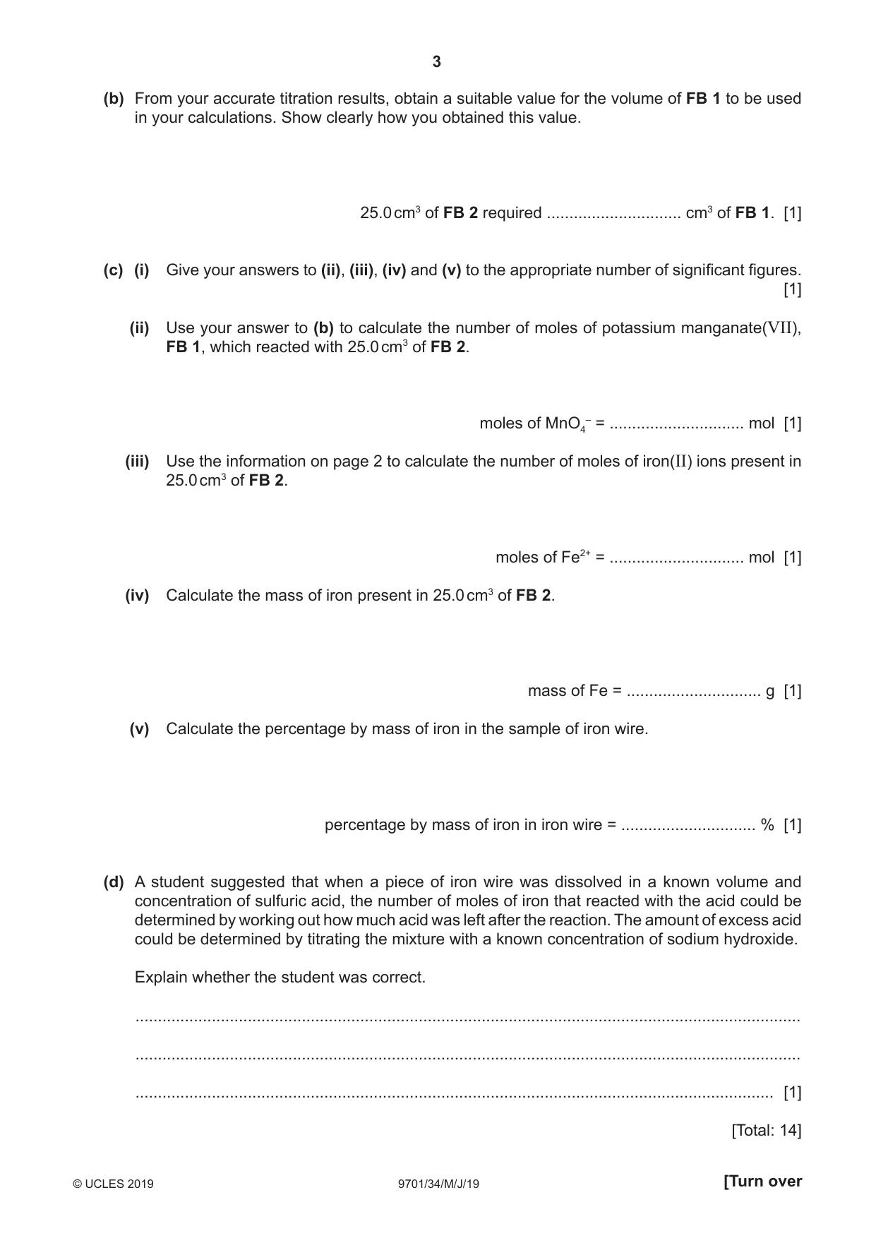 Cambridge A Level Chemistry 9701 2019 May/June Paper 3 · Variant 4 question paper, page 3 of 12