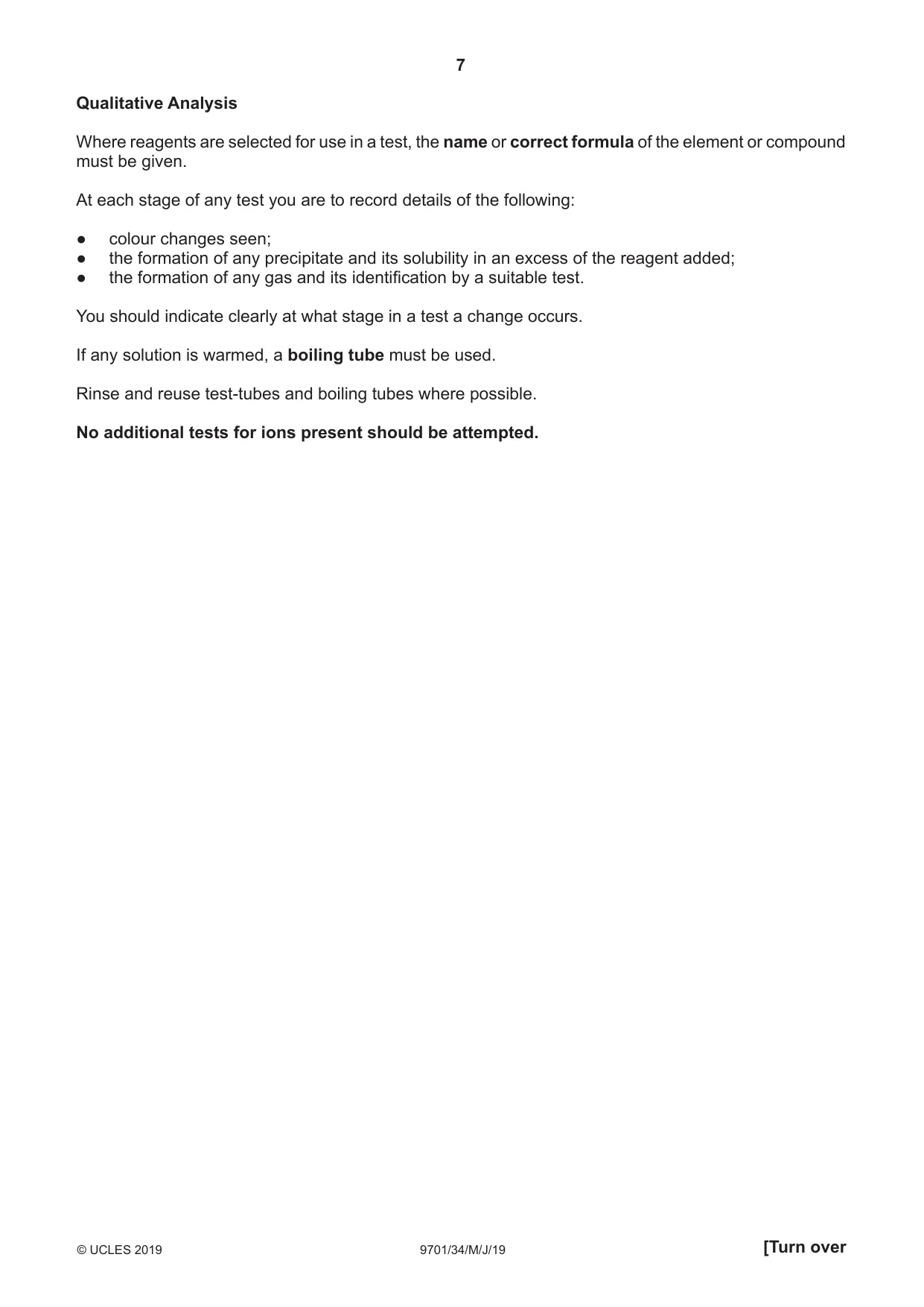 Cambridge A Level Chemistry 9701 2019 May/June Paper 3 · Variant 4 question paper, page 7 of 12