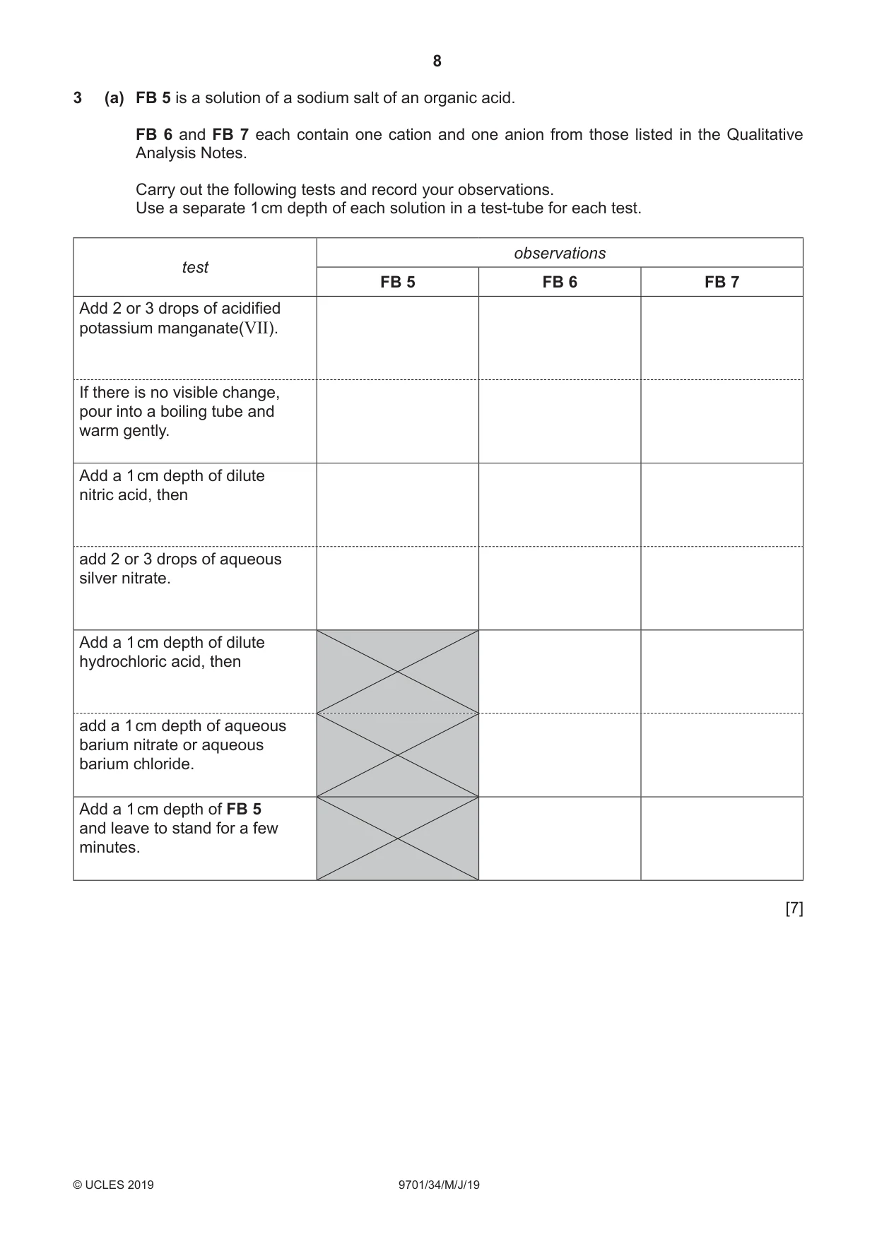 Cambridge A Level Chemistry 9701 2019 May/June Paper 3 · Variant 4 question paper, page 8 of 12