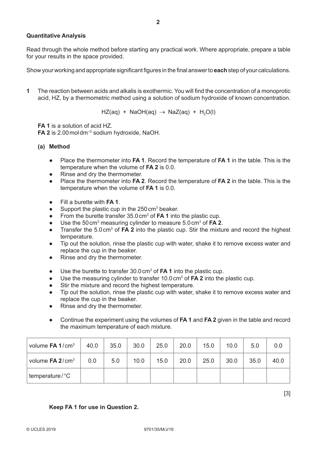 Cambridge A Level Chemistry 9701 2019 May/June Paper 3 · Variant 5 question paper, page 2 of 12