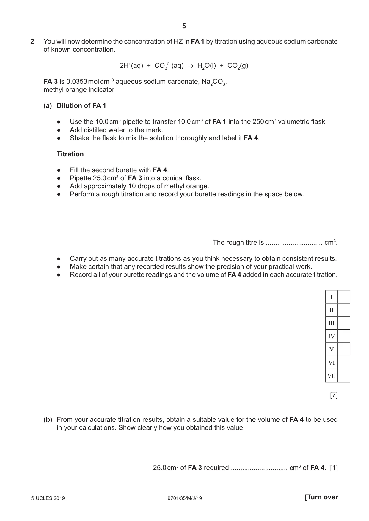 Cambridge A Level Chemistry 9701 2019 May/June Paper 3 · Variant 5 question paper, page 5 of 12