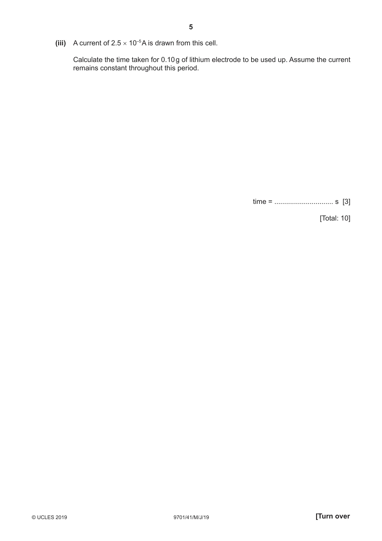 Cambridge A Level Chemistry 9701 2019 May/June Paper 4 · Variant 1 question paper, page 5 of 20