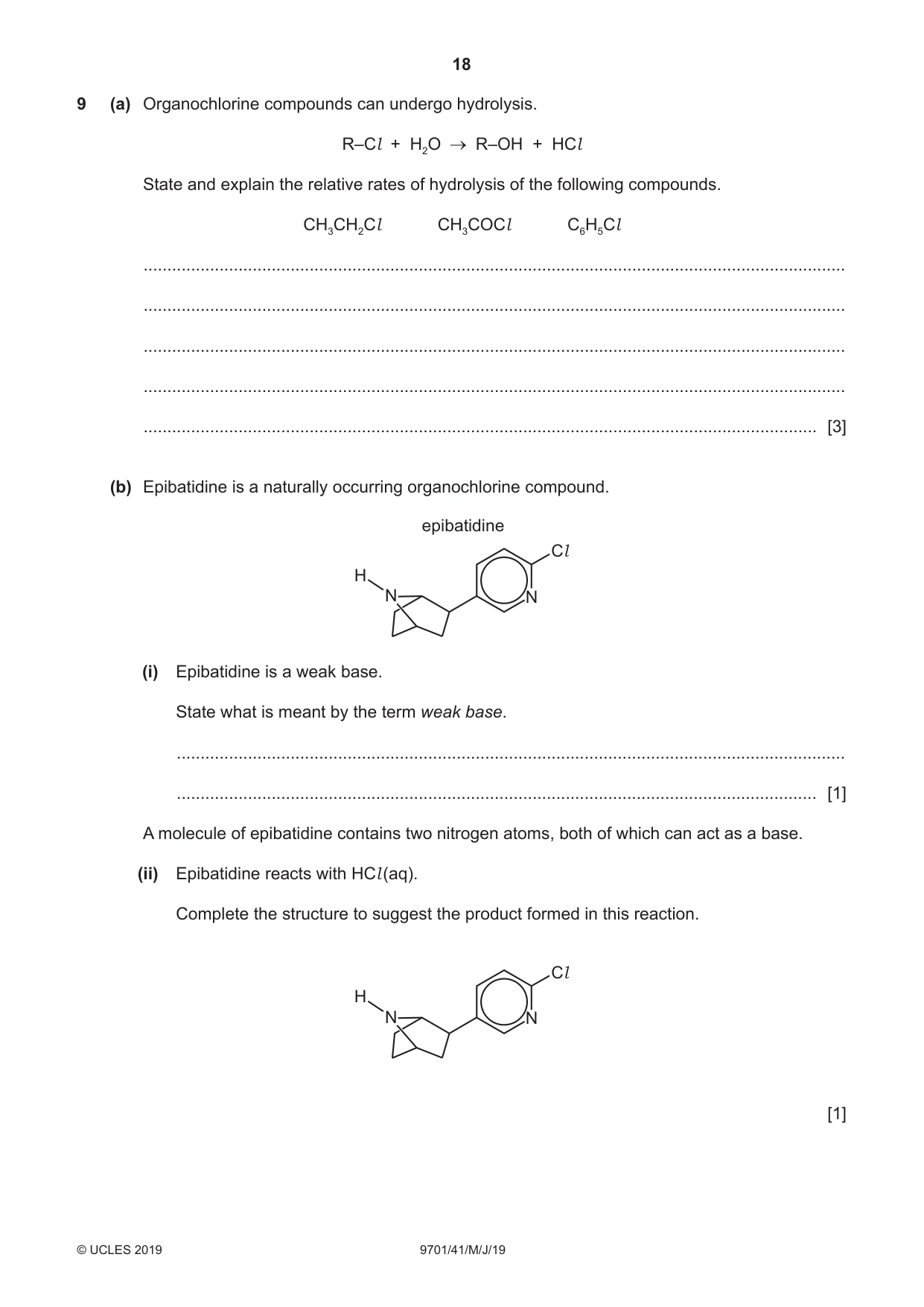 Cambridge A Level Chemistry 9701 2019 May/June Paper 4 · Variant 1 question paper, page 18 of 20