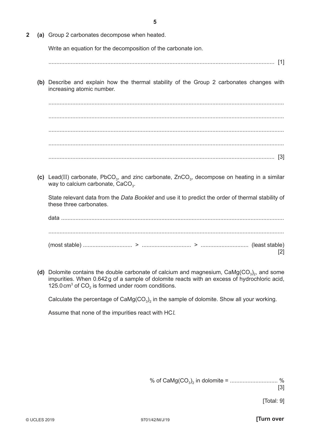 Cambridge A Level Chemistry 9701 2019 May/June Paper 4 · Variant 2 question paper, page 5 of 24