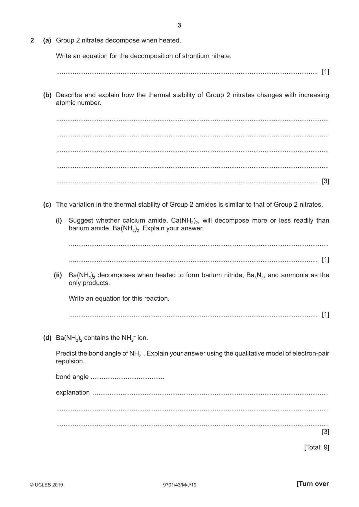 Cambridge A Level Chemistry 9701 2019 May/June Paper 4 · Variant 3 question paper, page 3 of 20