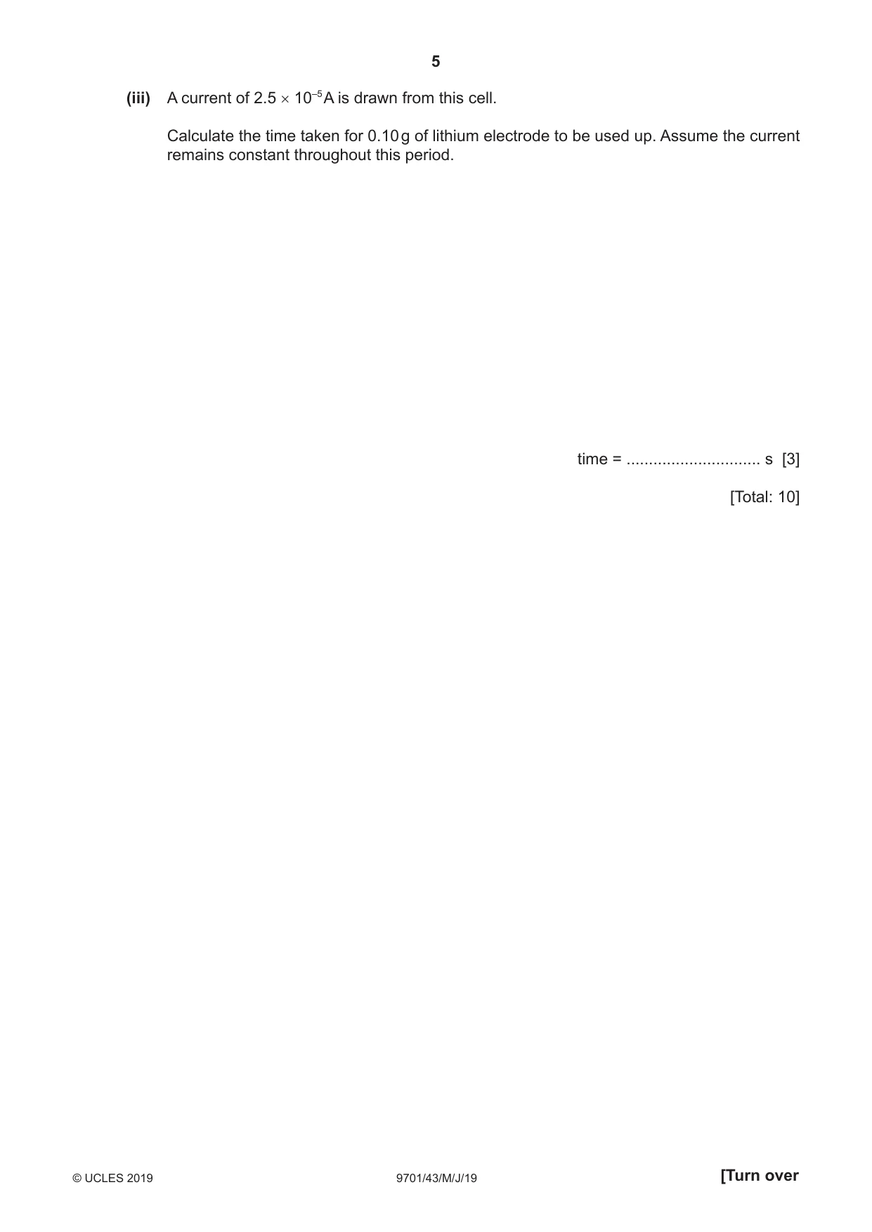 Cambridge A Level Chemistry 9701 2019 May/June Paper 4 · Variant 3 question paper, page 5 of 20
