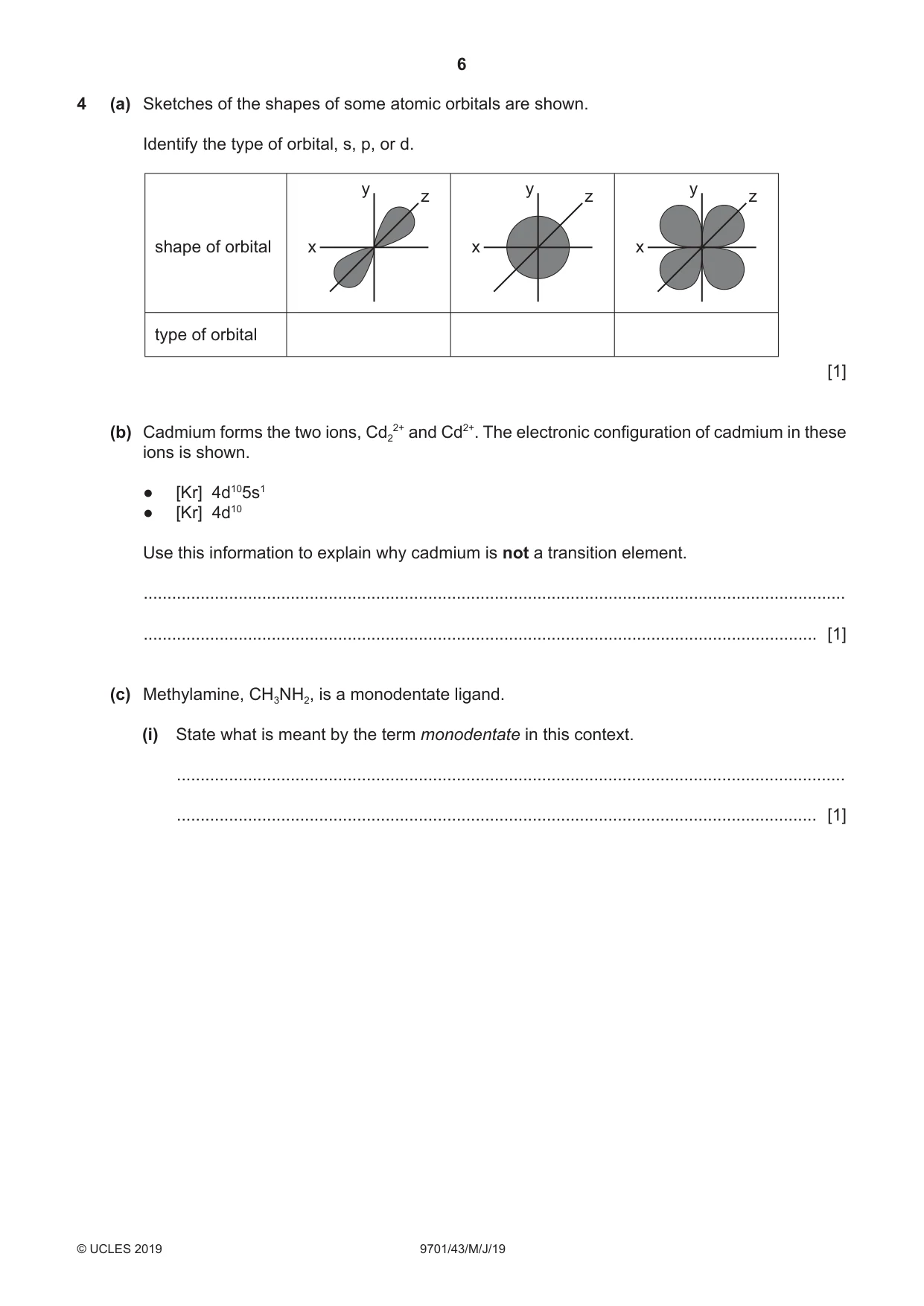 Cambridge A Level Chemistry 9701 2019 May/June Paper 4 · Variant 3 question paper, page 6 of 20
