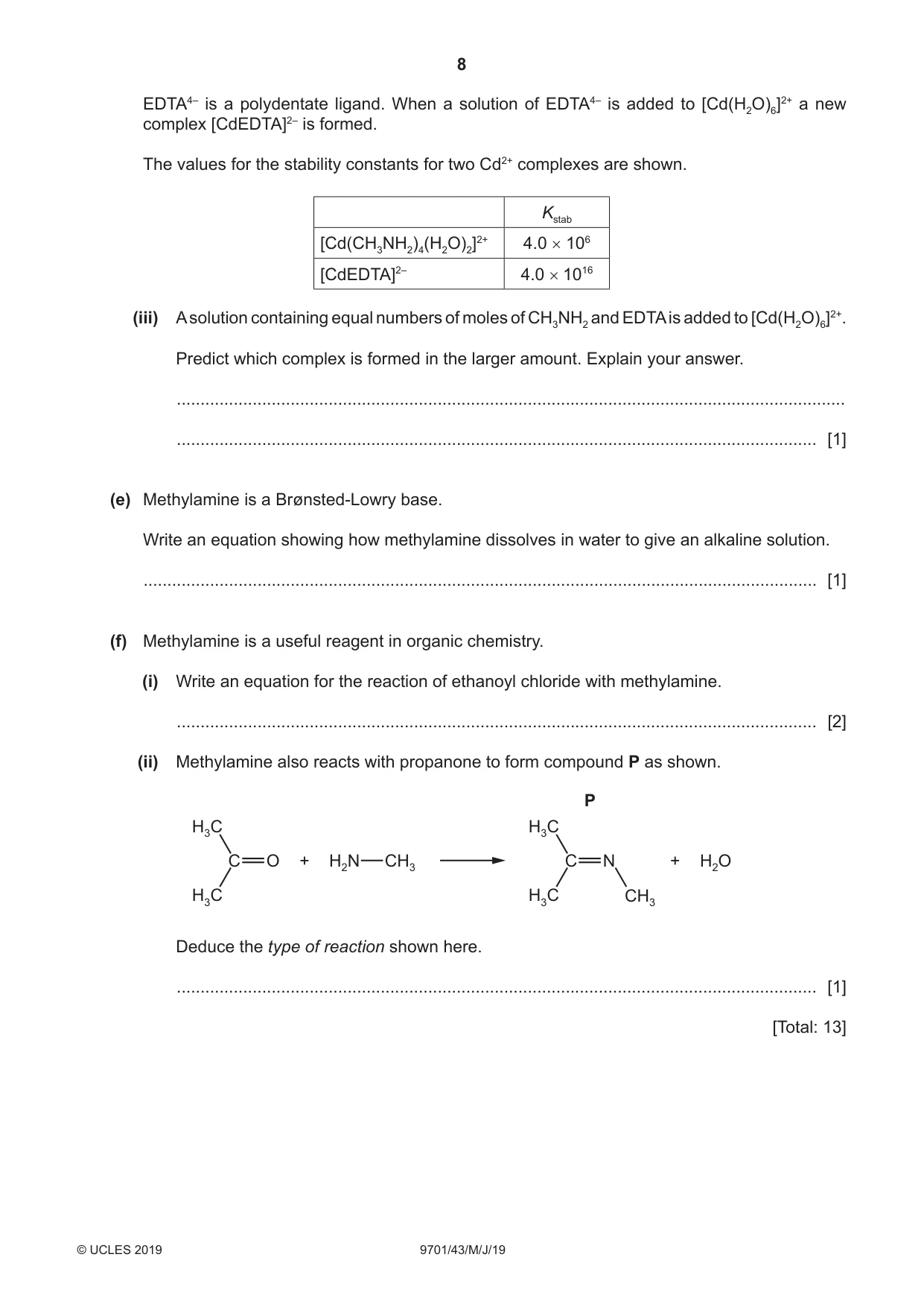 Cambridge A Level Chemistry 9701 2019 May/June Paper 4 · Variant 3 question paper, page 8 of 20