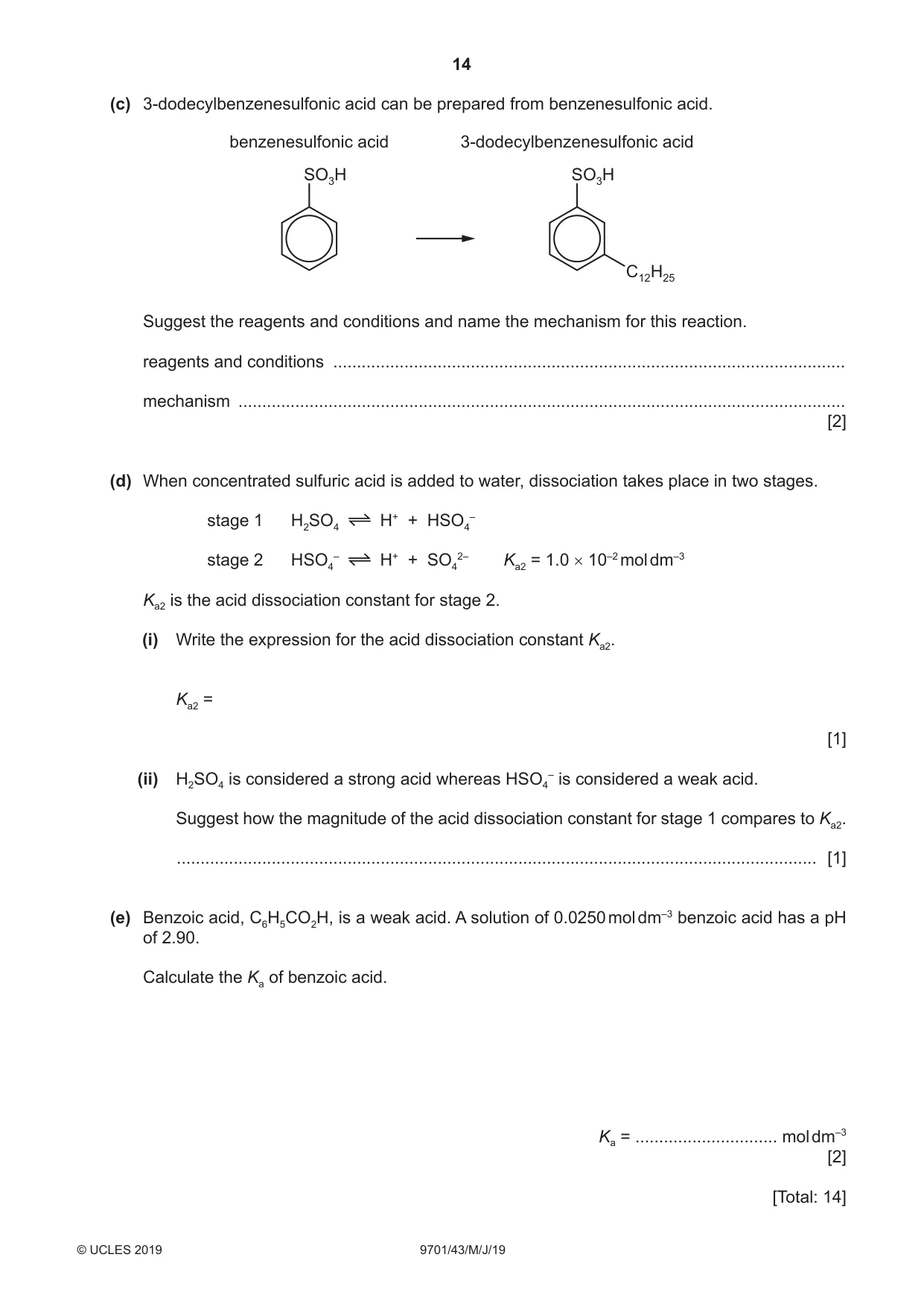 Cambridge A Level Chemistry 9701 2019 May/June Paper 4 · Variant 3 question paper, page 14 of 20
