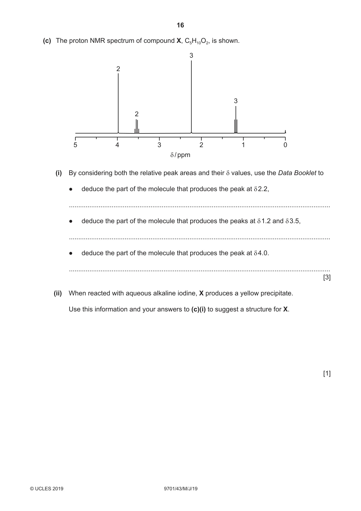Cambridge A Level Chemistry 9701 2019 May/June Paper 4 · Variant 3 question paper, page 16 of 20