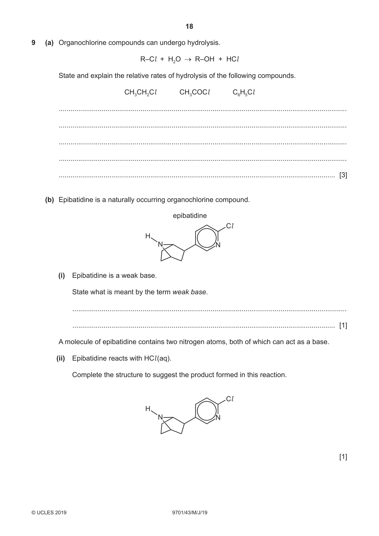 Cambridge A Level Chemistry 9701 2019 May/June Paper 4 · Variant 3 question paper, page 18 of 20