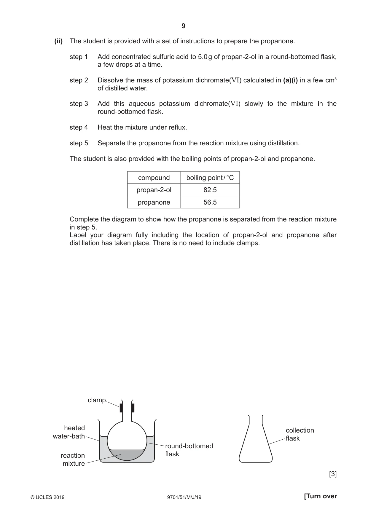Cambridge A Level Chemistry 9701 2019 May/June Paper 5 · Variant 1 question paper, page 9 of 12