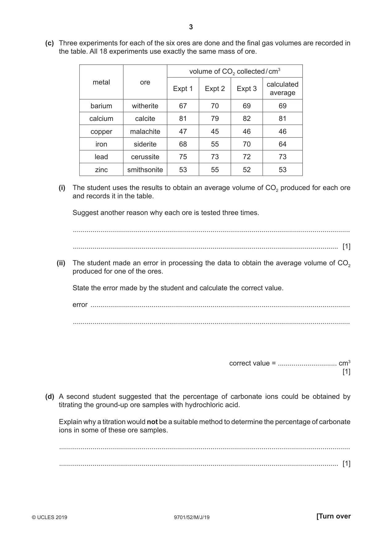 Cambridge A Level Chemistry 9701 2019 May/June Paper 5 · Variant 2 question paper, page 3 of 12