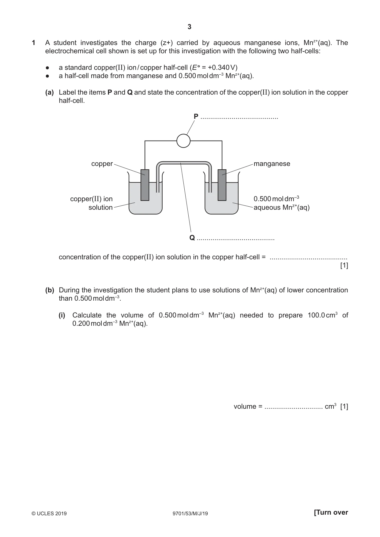 Cambridge A Level Chemistry 9701 2019 May/June Paper 5 · Variant 3 question paper, page 3 of 12