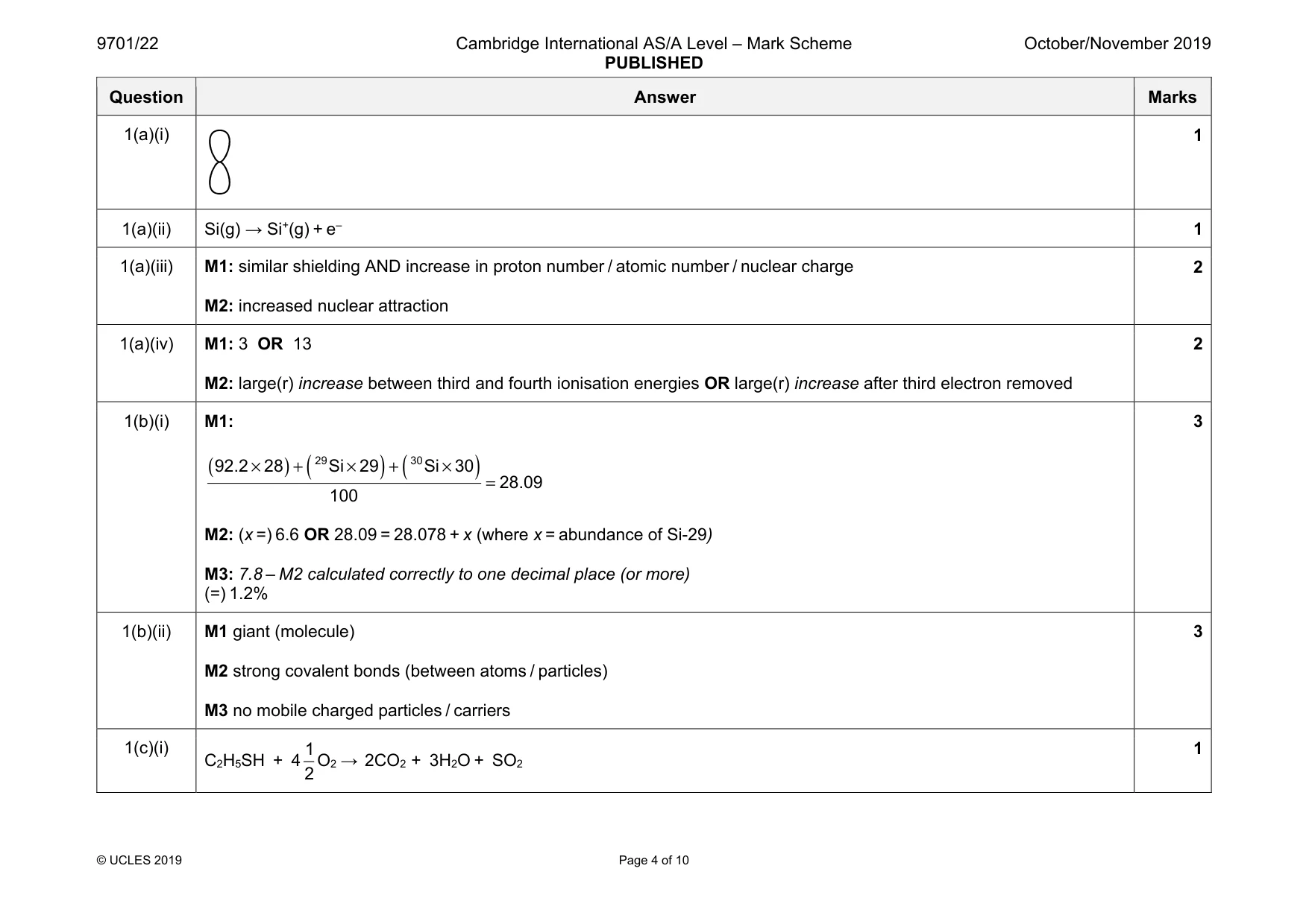 Mark scheme, page 4 of 10