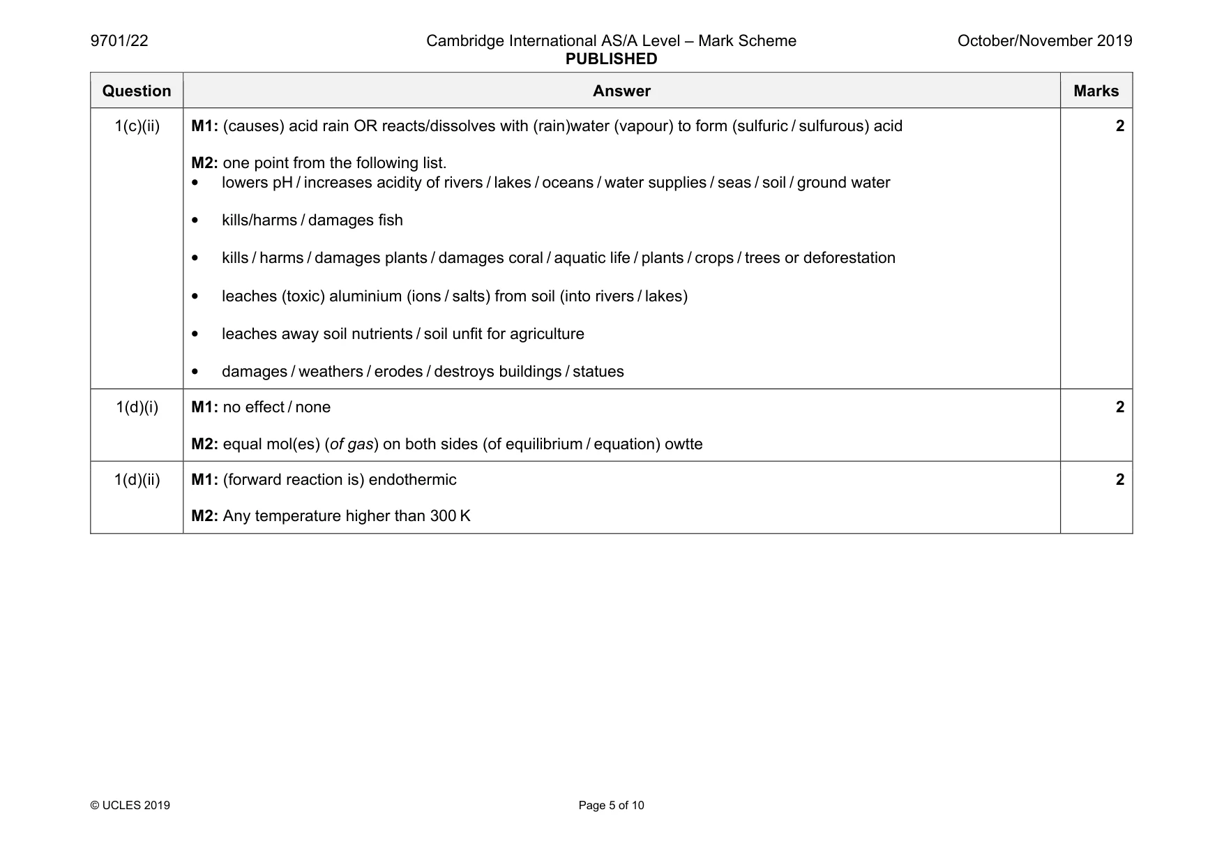Mark scheme, page 5 of 10