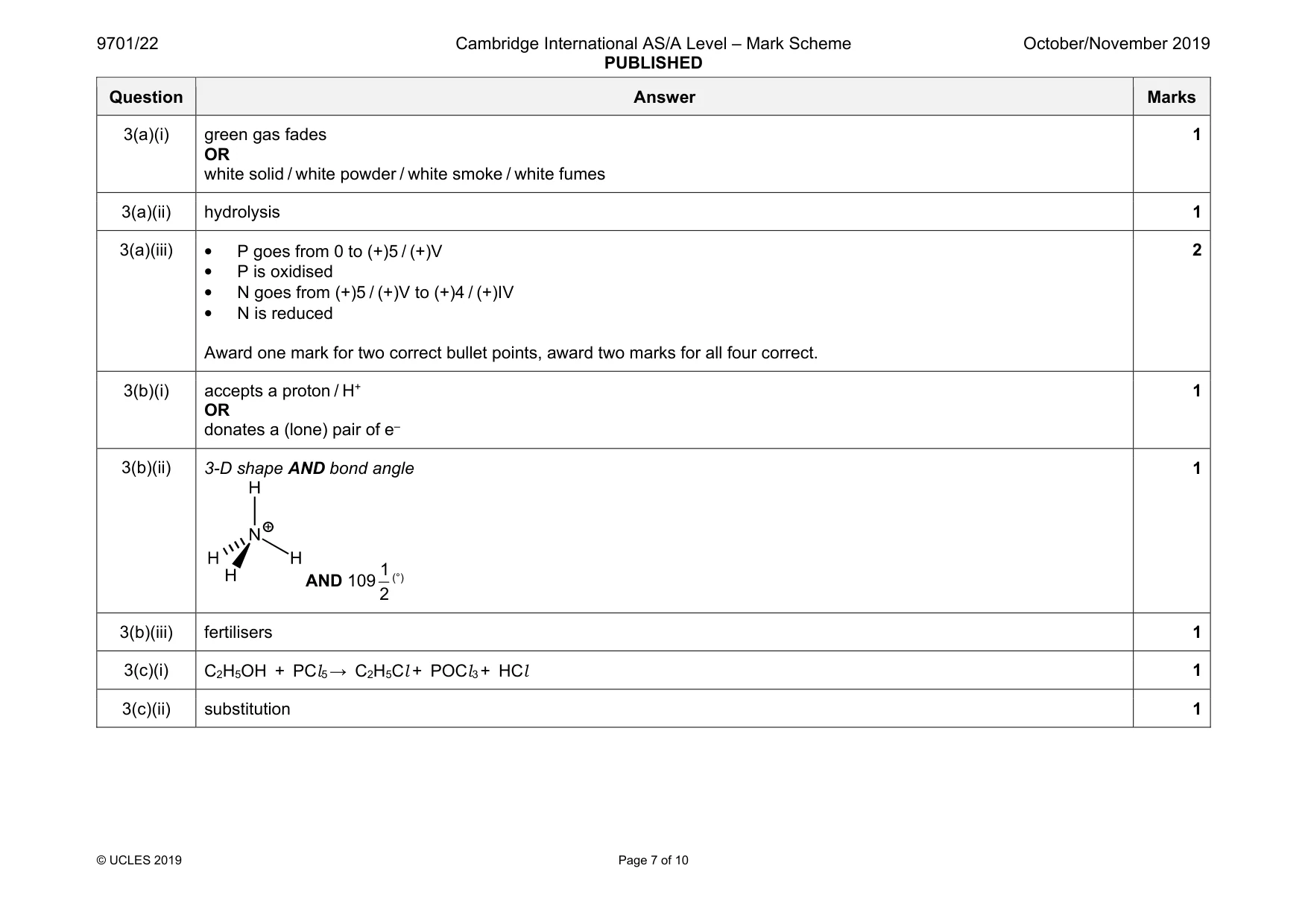 Mark scheme, page 7 of 10