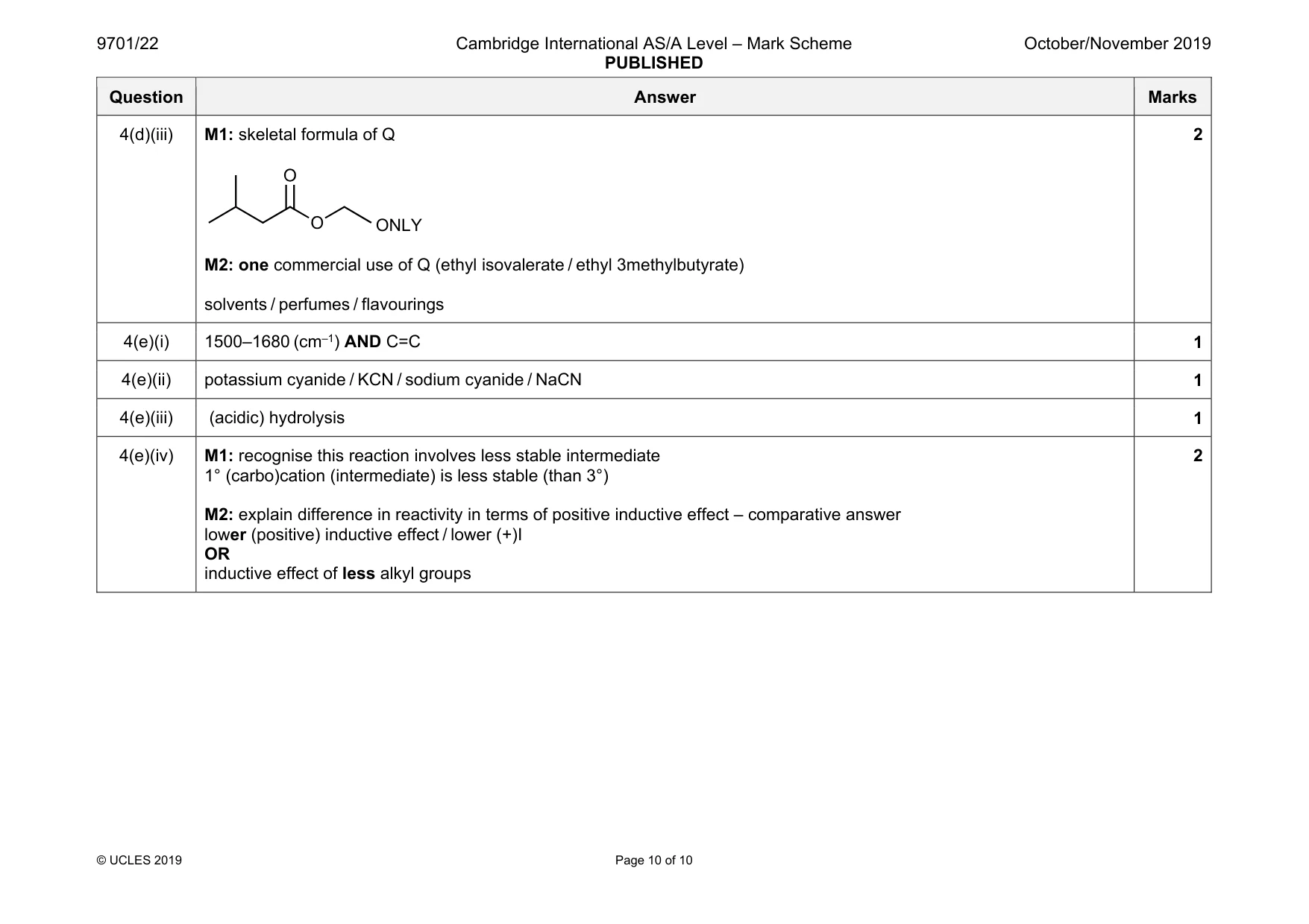 Mark scheme, page 10 of 10