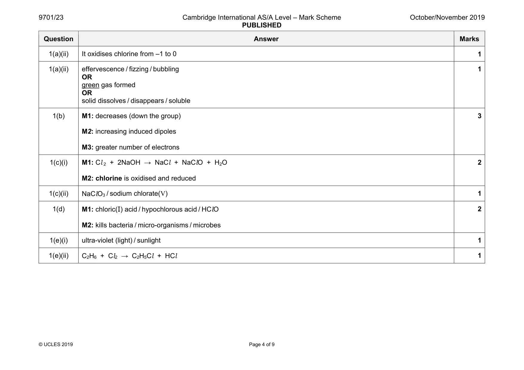 Mark scheme, page 4 of 9