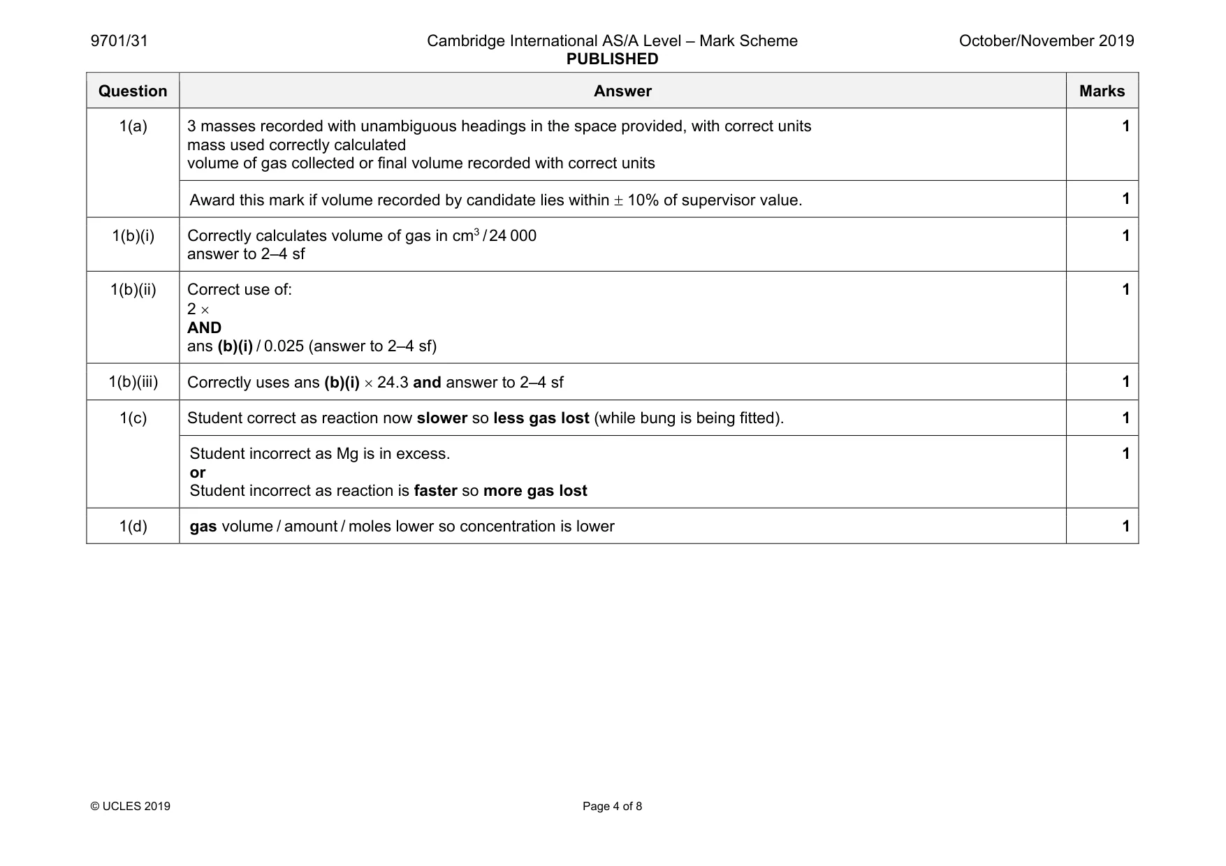 Mark scheme, page 4 of 8