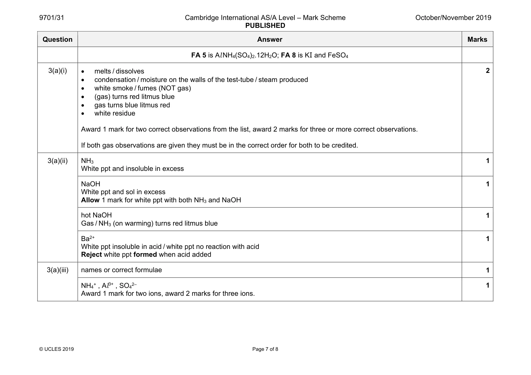 Mark scheme, page 7 of 8