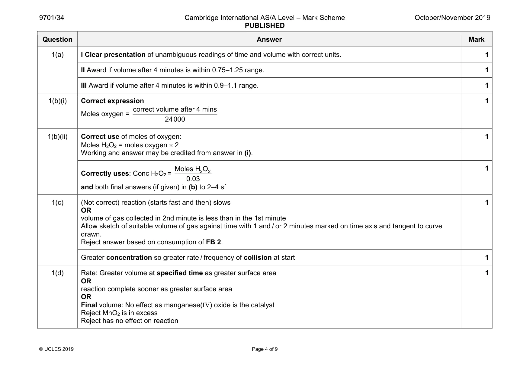 Mark scheme, page 4 of 9