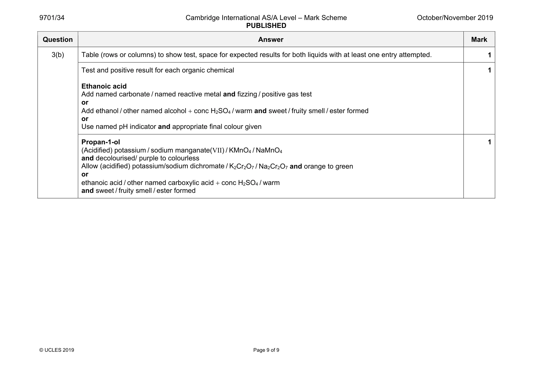 Mark scheme, page 9 of 9