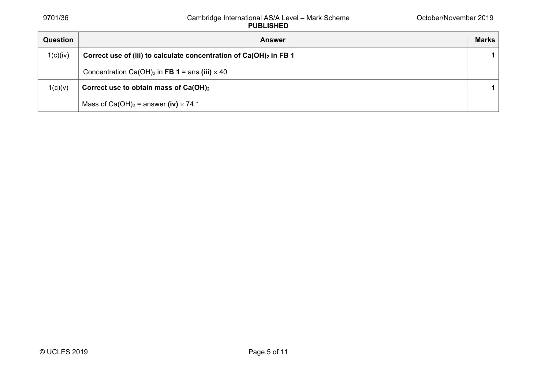 Mark scheme, page 5 of 11