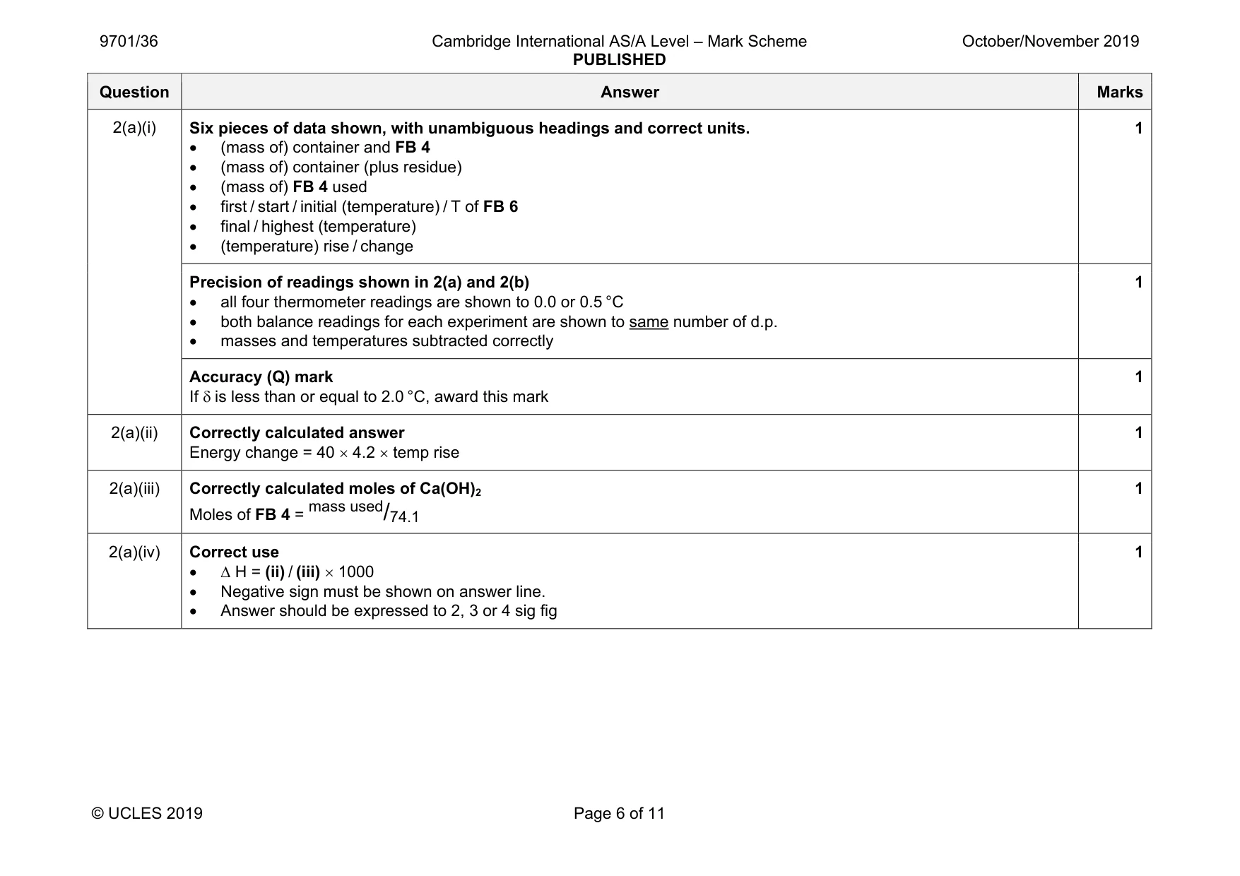 Mark scheme, page 6 of 11