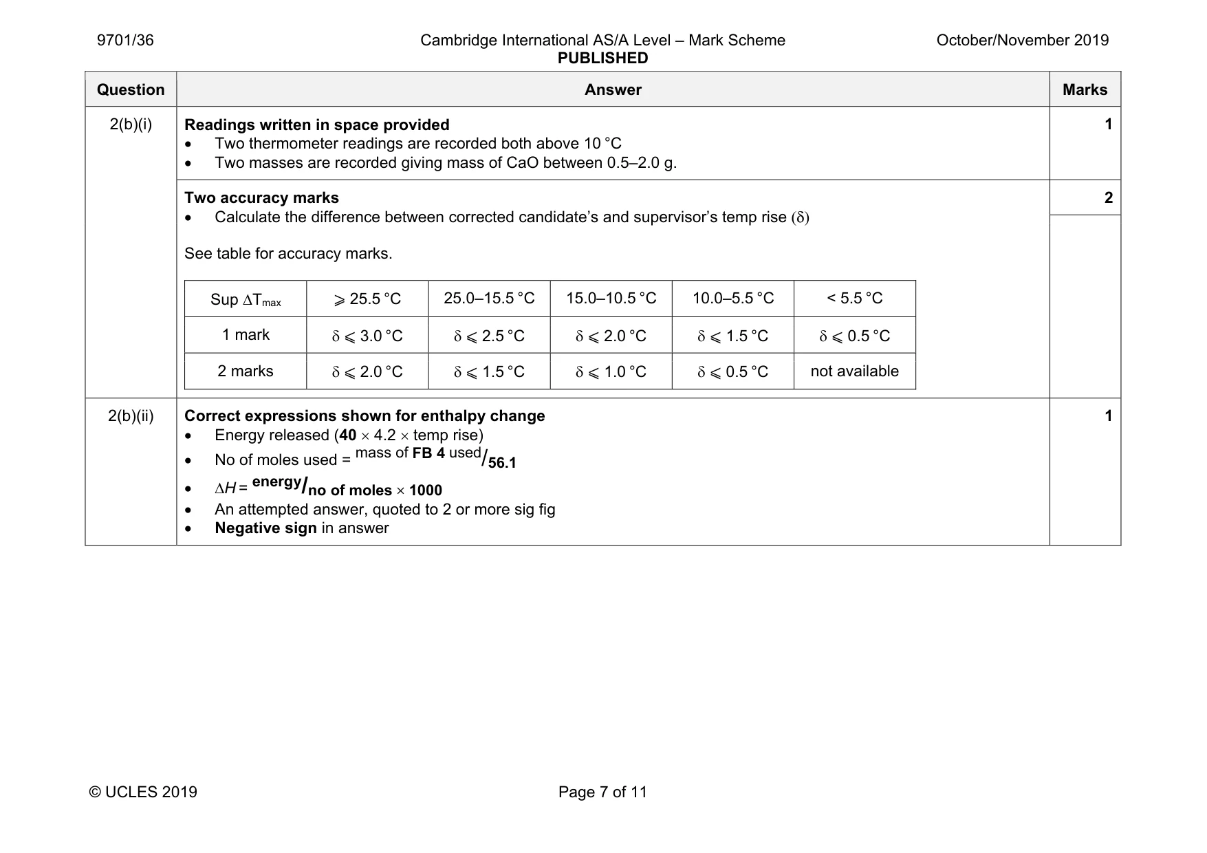 Mark scheme, page 7 of 11