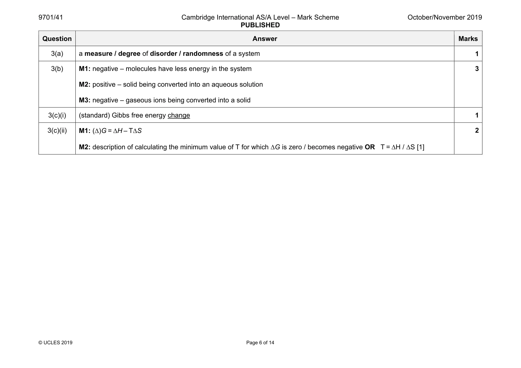 Mark scheme, page 6 of 14