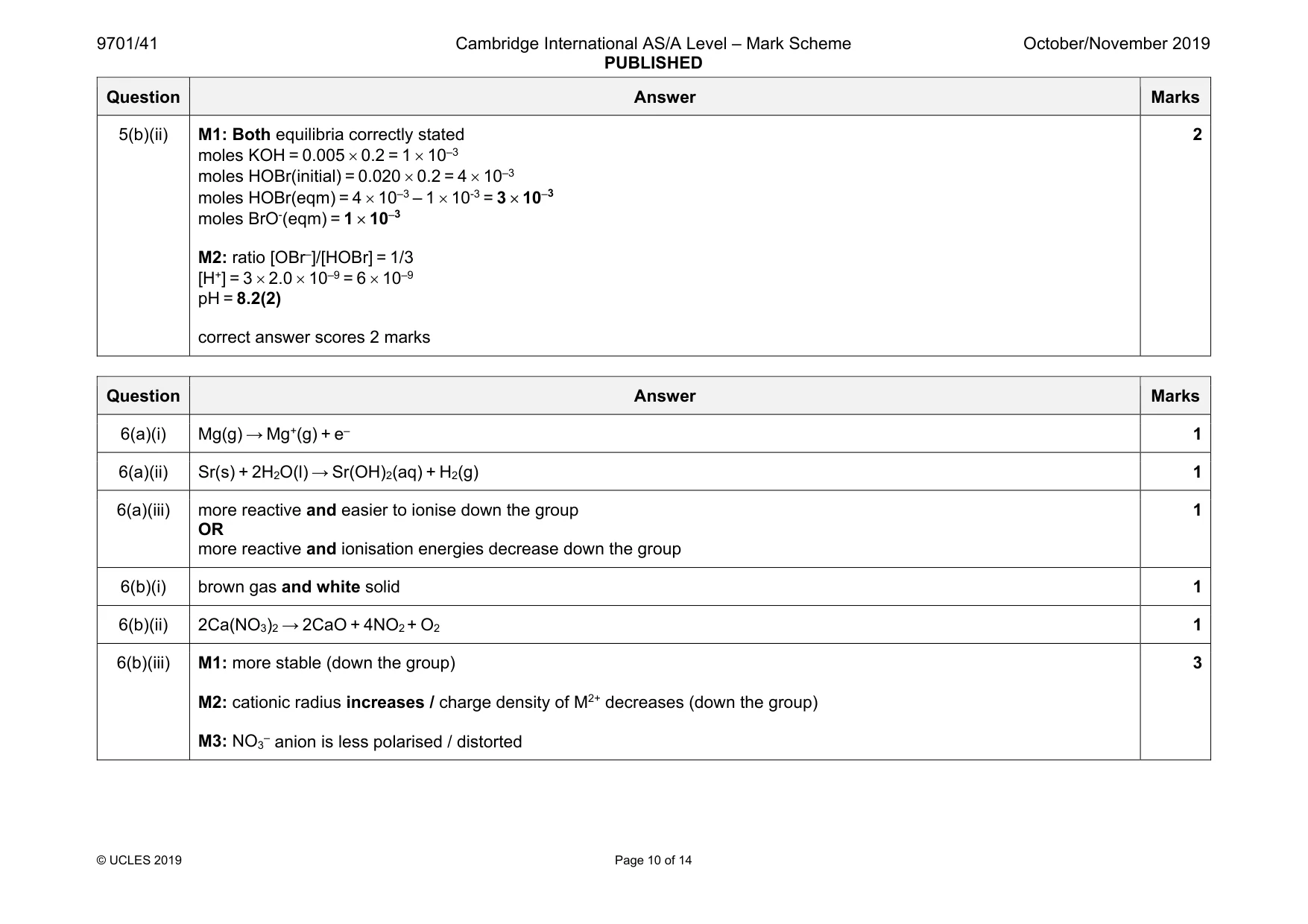 Mark scheme, page 10 of 14