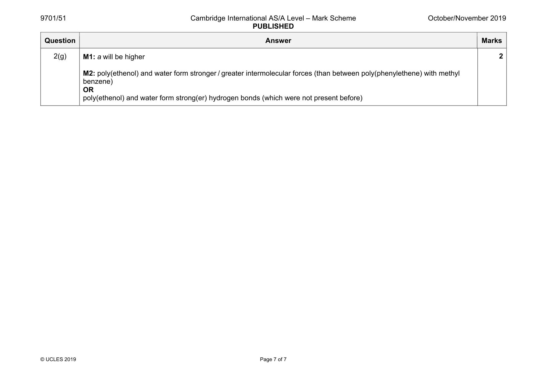 Mark scheme, page 7 of 7