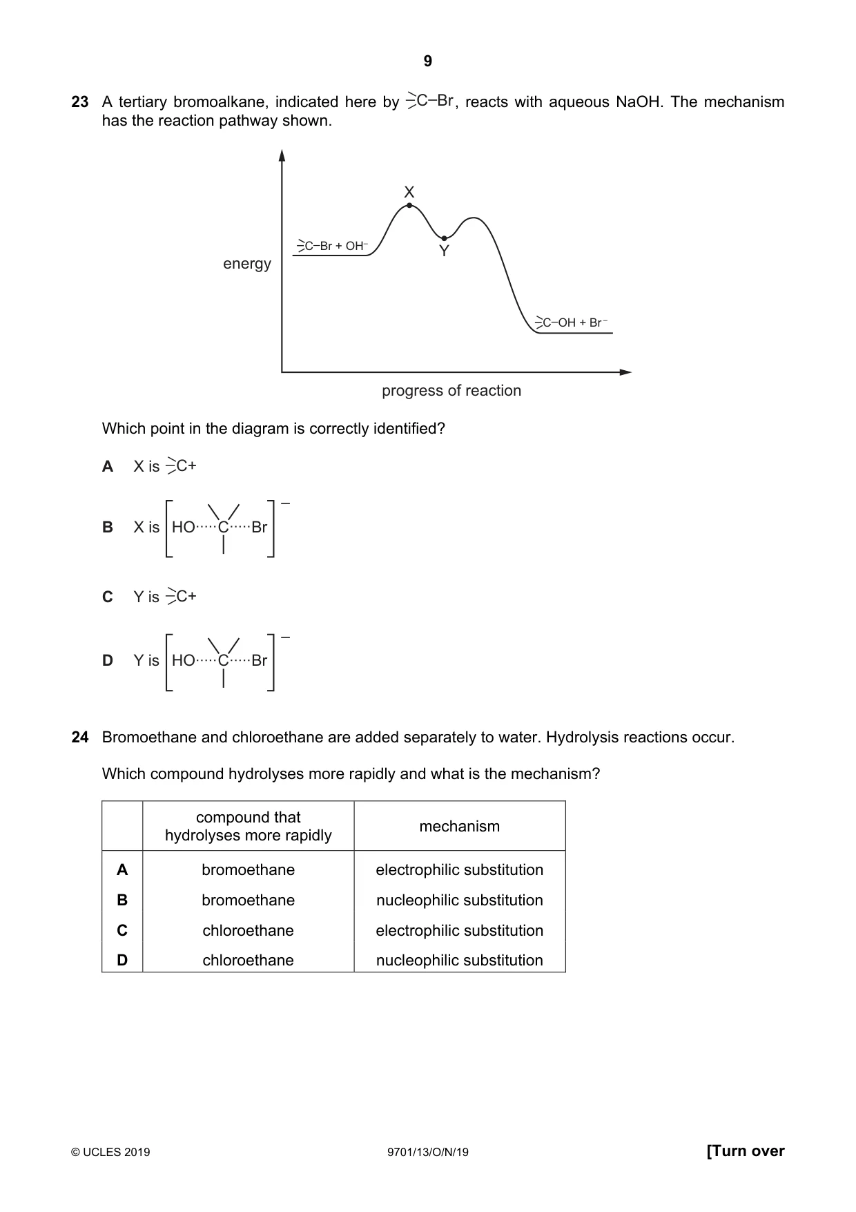 Cambridge A Level Chemistry 9701 2019 Oct/Nov Paper 1 · Variant 3 question paper, page 9 of 16