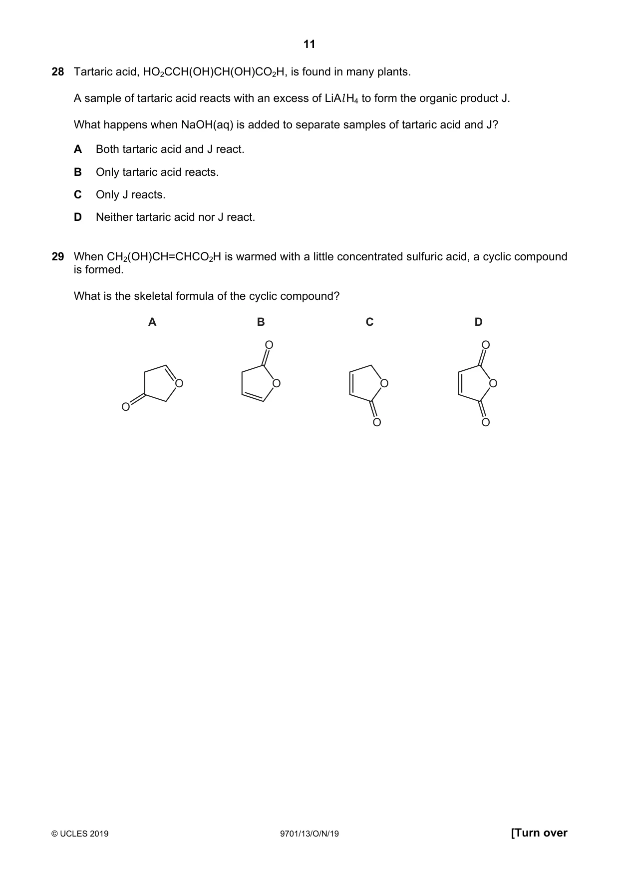 Cambridge A Level Chemistry 9701 2019 Oct/Nov Paper 1 · Variant 3 question paper, page 11 of 16