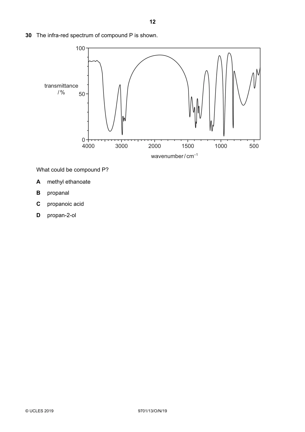 Cambridge A Level Chemistry 9701 2019 Oct/Nov Paper 1 · Variant 3 question paper, page 12 of 16