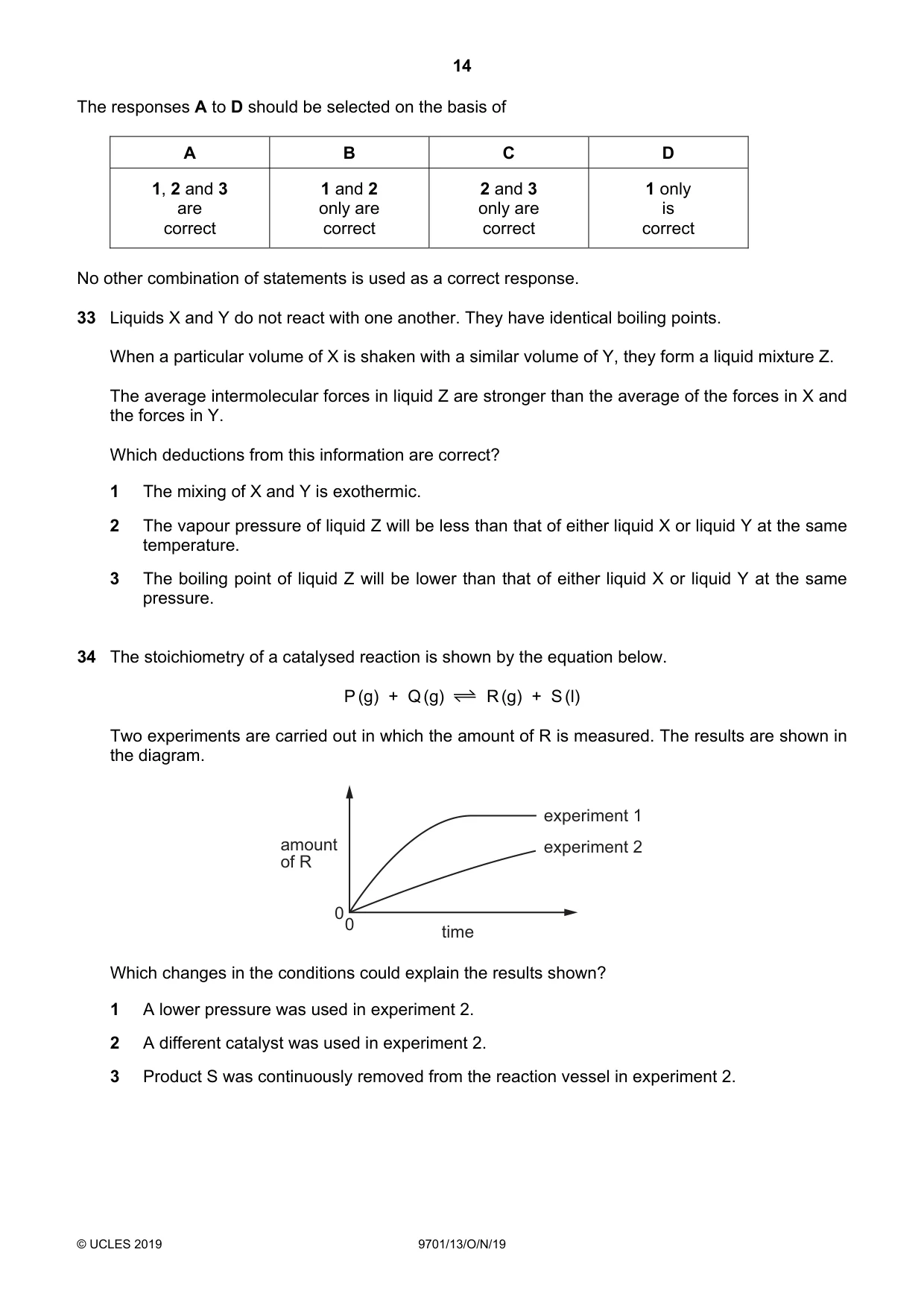 Cambridge A Level Chemistry 9701 2019 Oct/Nov Paper 1 · Variant 3 question paper, page 14 of 16