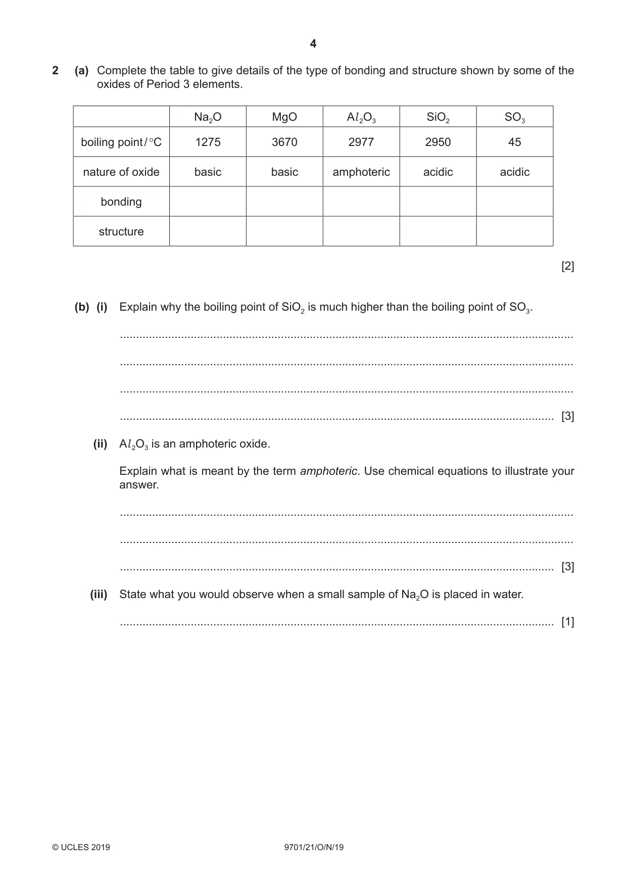 Cambridge A Level Chemistry 9701 2019 Oct/Nov Paper 2 · Variant 1 question paper, page 4 of 12