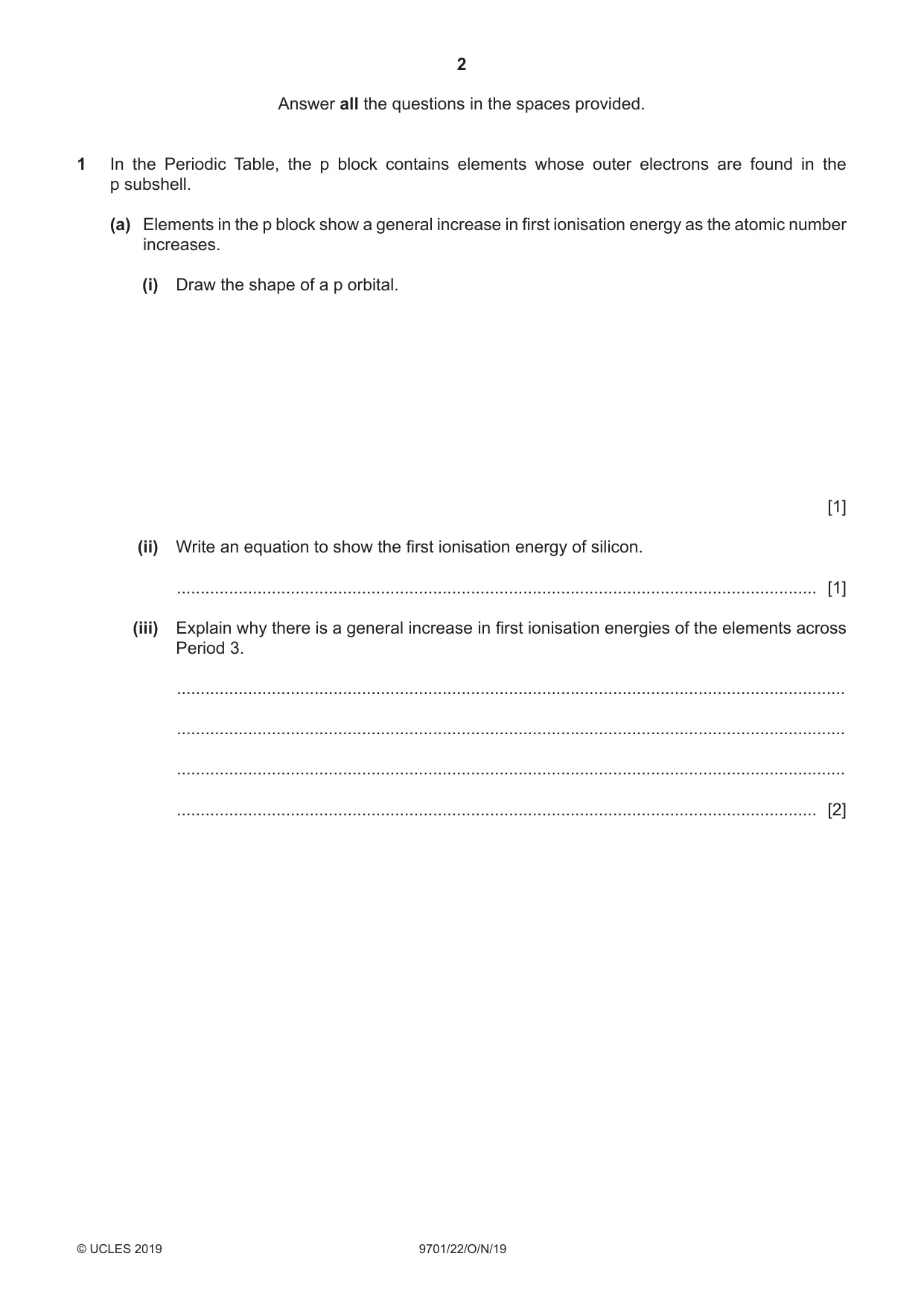 Cambridge A Level Chemistry 9701 2019 Oct/Nov Paper 2 · Variant 2 question paper, page 2 of 16