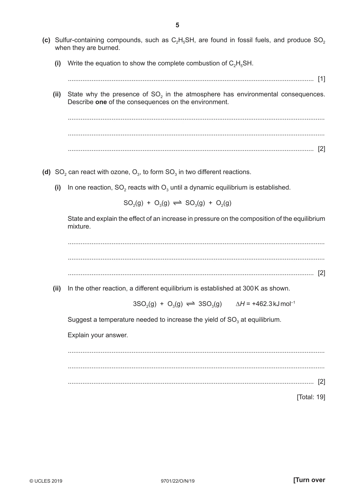 Cambridge A Level Chemistry 9701 2019 Oct/Nov Paper 2 · Variant 2 question paper, page 5 of 16