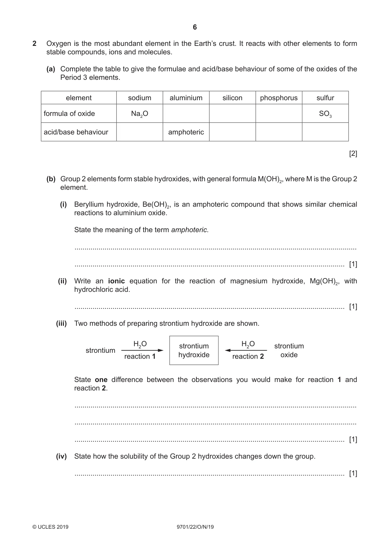 Cambridge A Level Chemistry 9701 2019 Oct/Nov Paper 2 · Variant 2 question paper, page 6 of 16