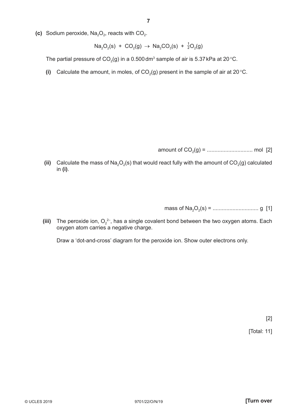 Cambridge A Level Chemistry 9701 2019 Oct/Nov Paper 2 · Variant 2 question paper, page 7 of 16