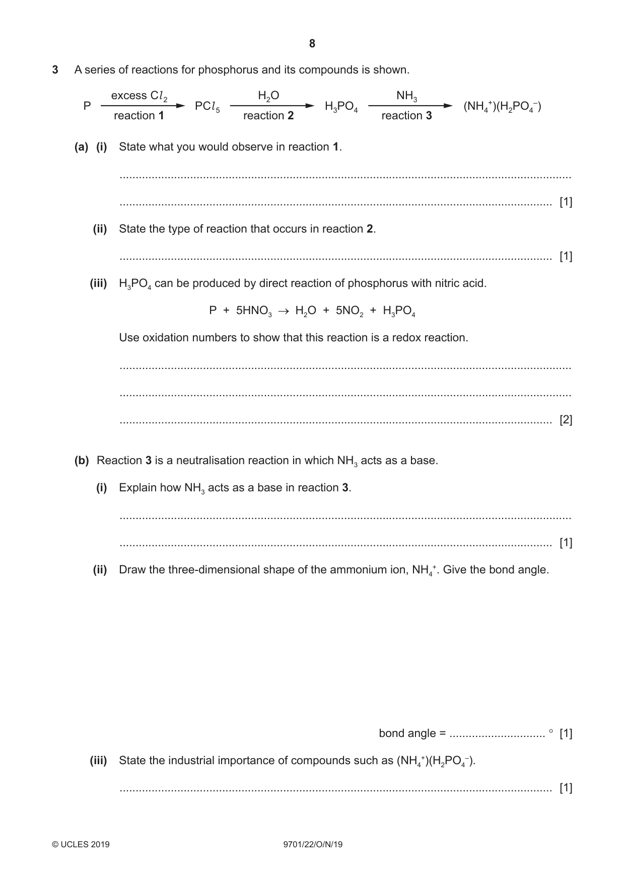 Cambridge A Level Chemistry 9701 2019 Oct/Nov Paper 2 · Variant 2 question paper, page 8 of 16