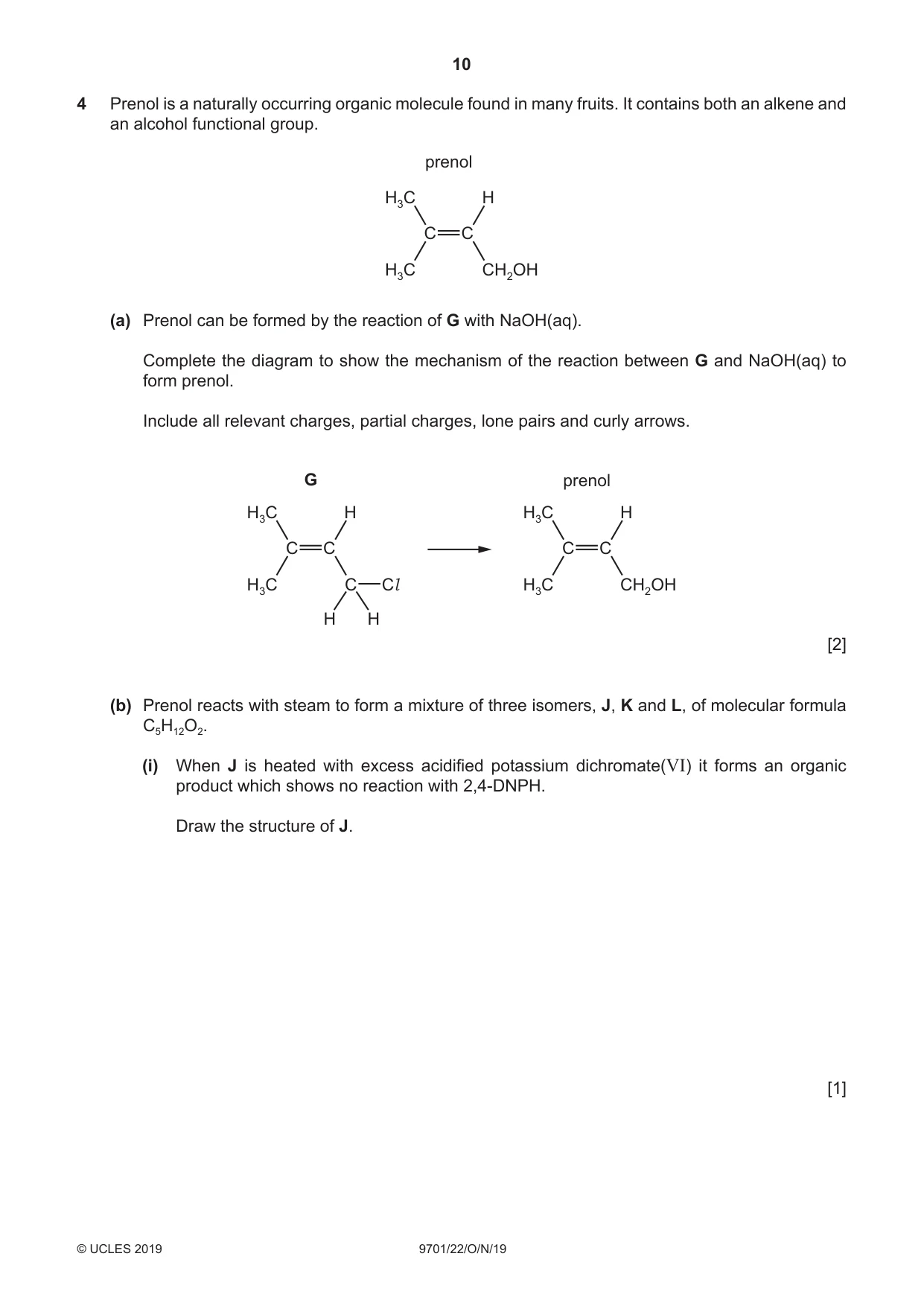 Cambridge A Level Chemistry 9701 2019 Oct/Nov Paper 2 · Variant 2 question paper, page 10 of 16