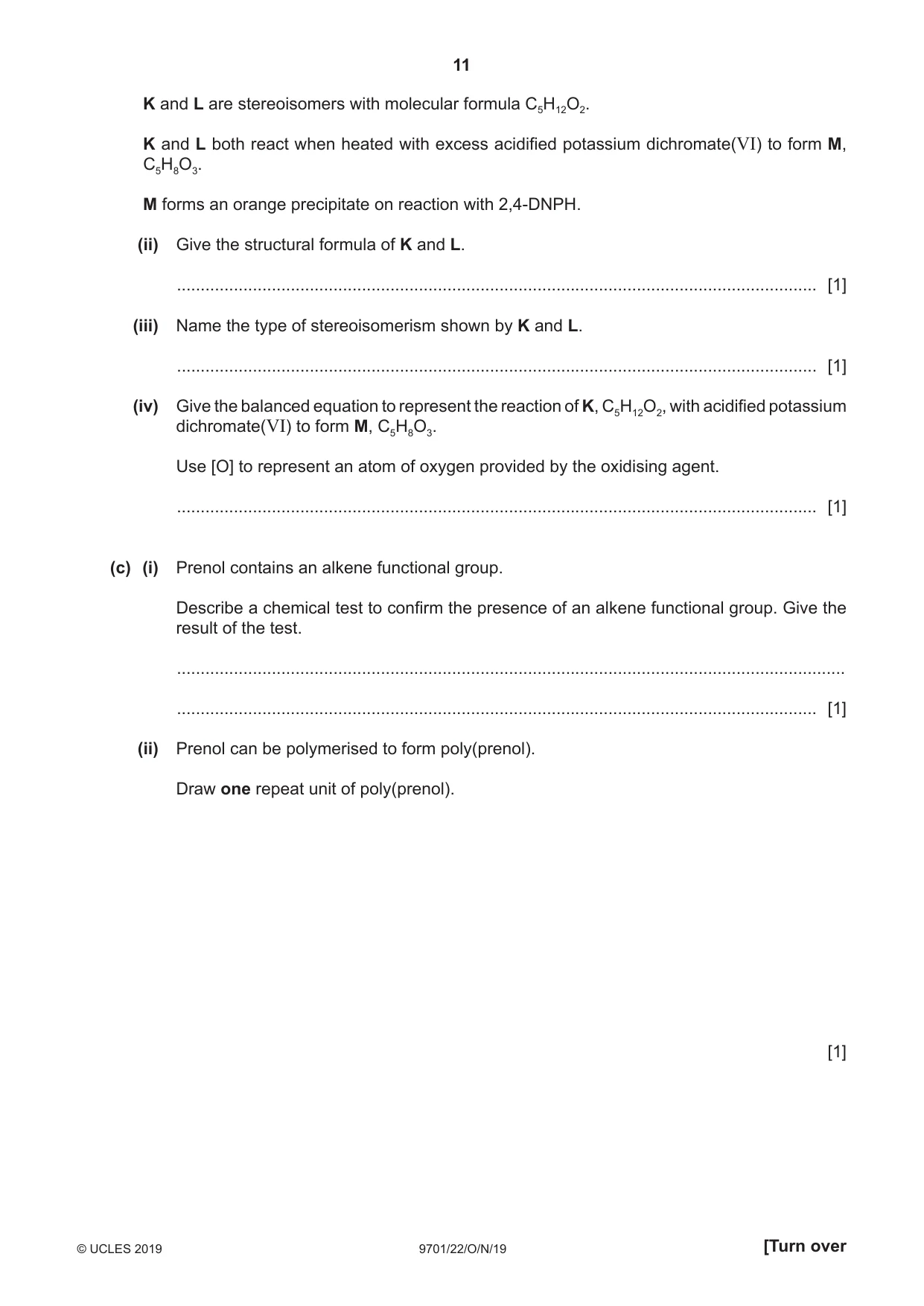 Cambridge A Level Chemistry 9701 2019 Oct/Nov Paper 2 · Variant 2 question paper, page 11 of 16