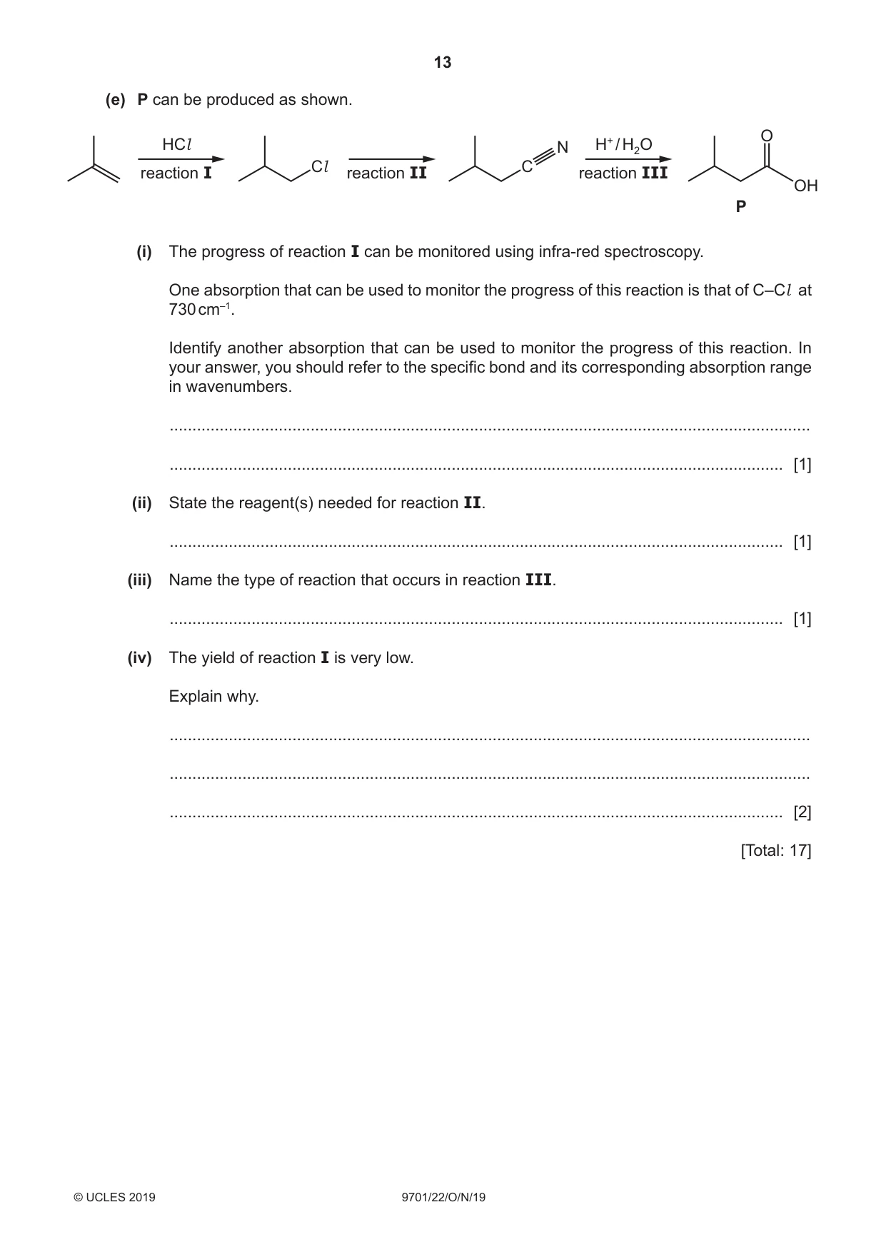 Cambridge A Level Chemistry 9701 2019 Oct/Nov Paper 2 · Variant 2 question paper, page 13 of 16